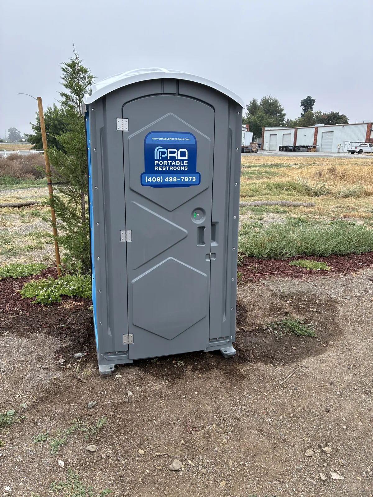 A clean Pro Portable Restrooms unit on a San Jose jobsite