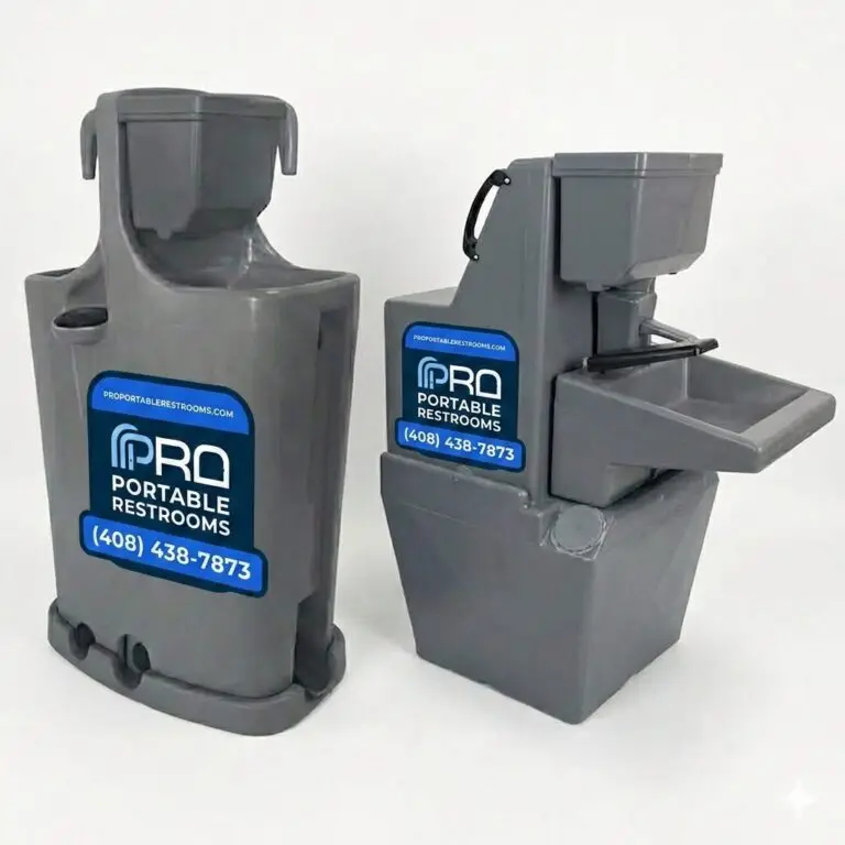 Two Pro Portable Restrooms branded handwash and sink stations side by side